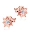 Sun Flower Shaped CZ Silver Stud Earring STS-5152